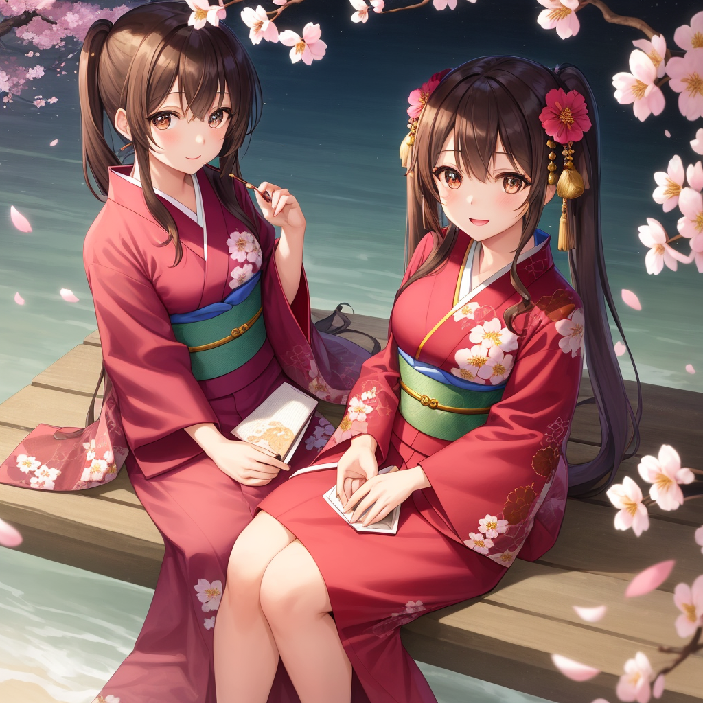 image from ３ステップで解説、着物を着た女性を生成するプロンプトのサンプル